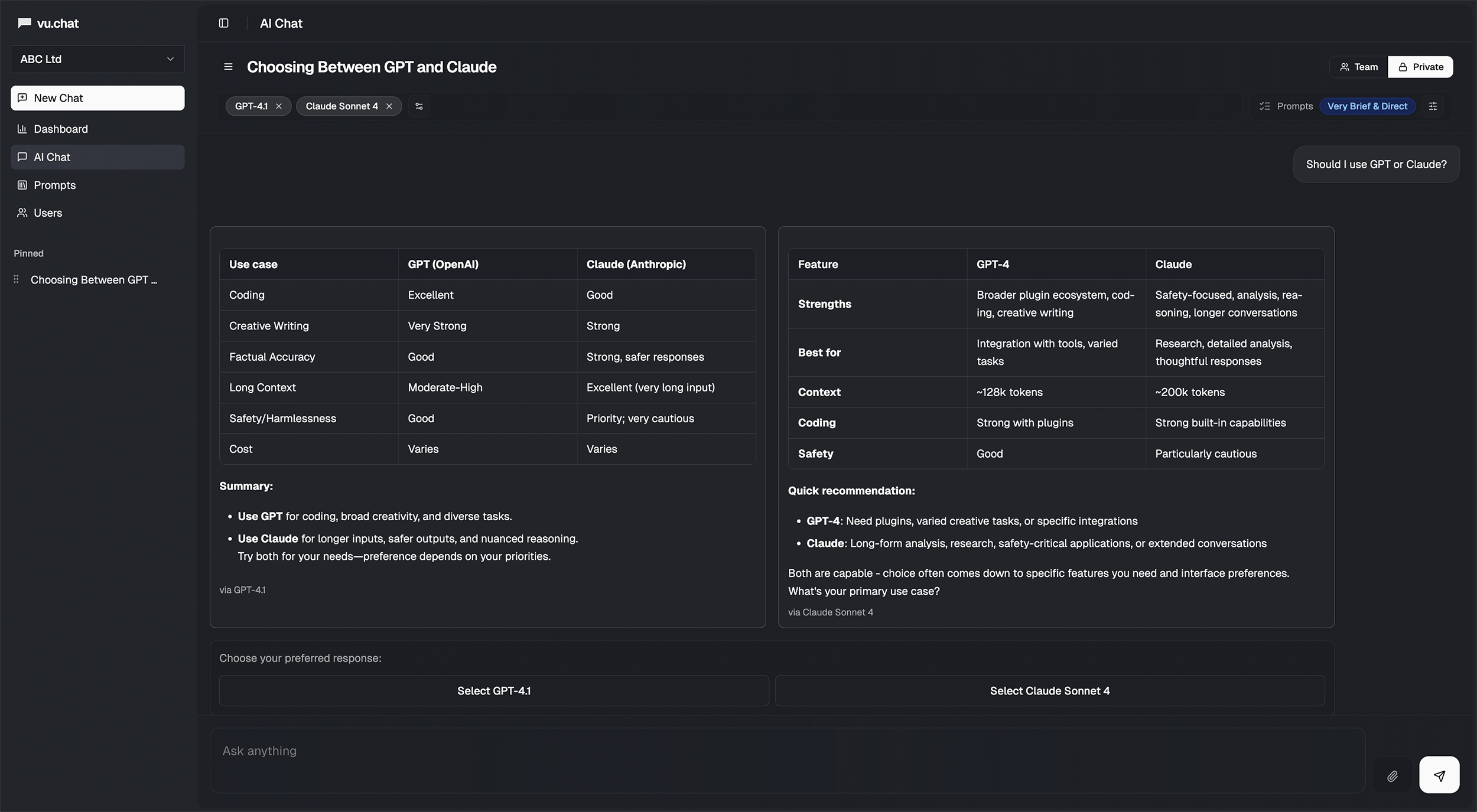 vu.chat Dashboard
